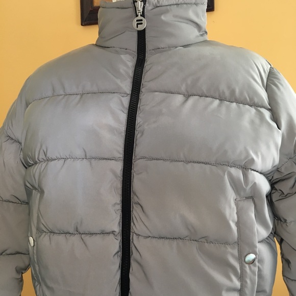 reflective puffer jacket fila